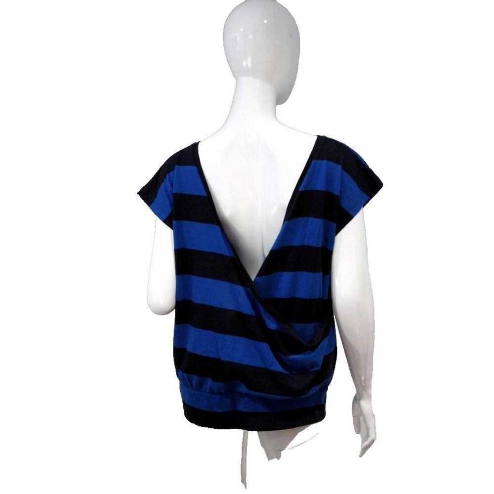 FRENCH CONNECTION Striped LOW BACK Crossover NAVY Blue TOP ( M )
